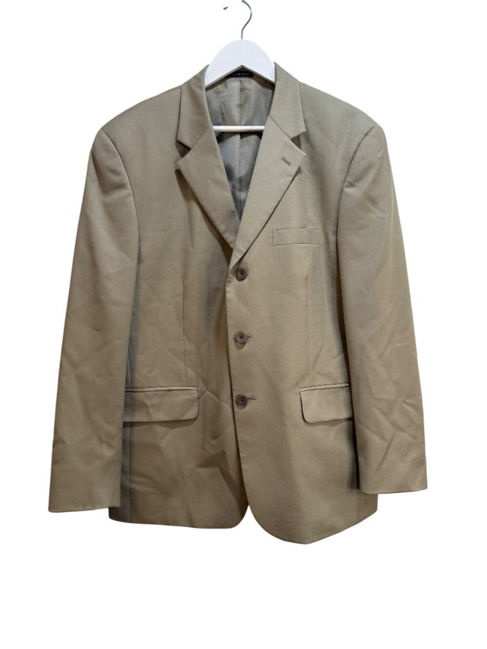 Korea Made 100% Wool Blazer Sport Coat 3 Button Elevated Preppy Tan Sz 40